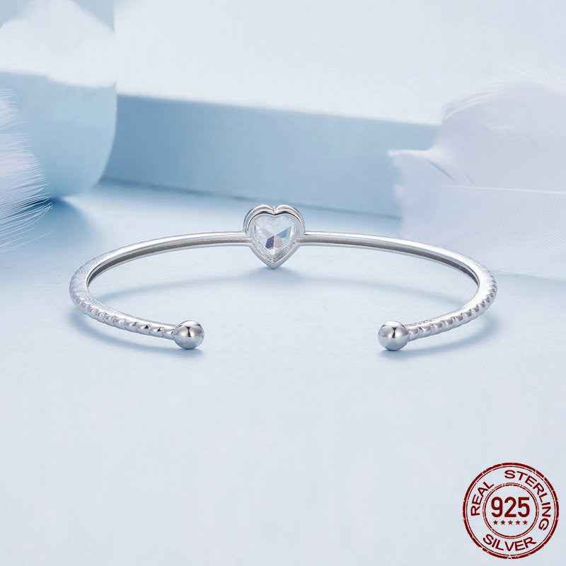 Heart-Shaped Sterling Silver Bracelet - Affordable Luxury for Romantic Occasions