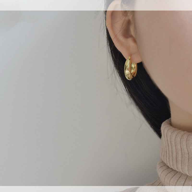 Oversized Statement Earrings in Sterling Silver with Gold or Platinum Plating – Modern Minimalist Design