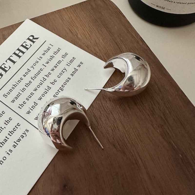 Geometric Retro Earrings – Irregular Minimalist Design in 925 Sterling Silver for Modern Women