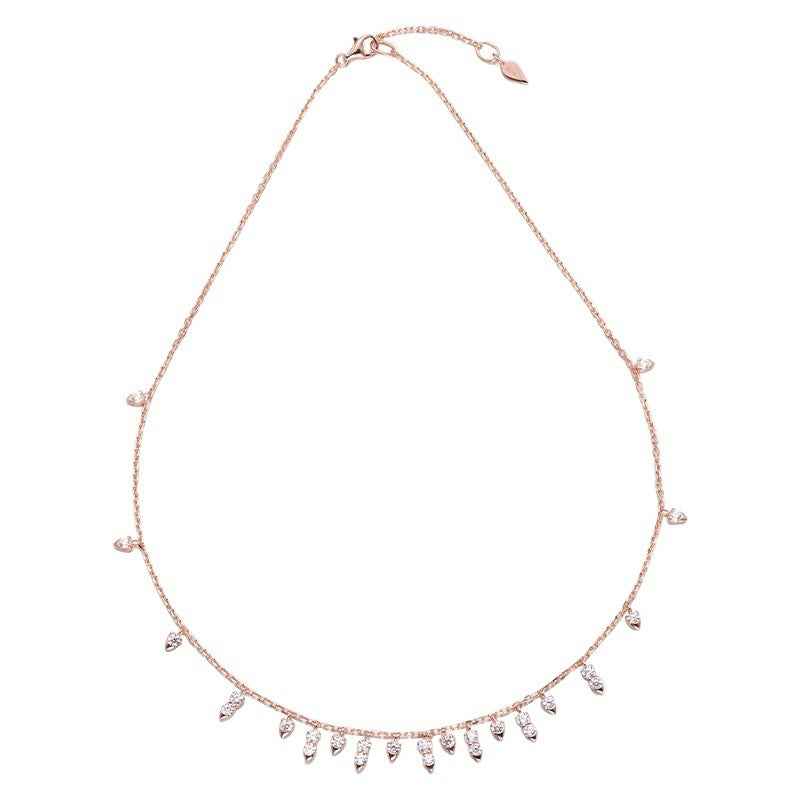 Tassel Pendant Necklace in 925 Sterling Silver, Rose Gold or White Gold Plated with High Carbon Diamond