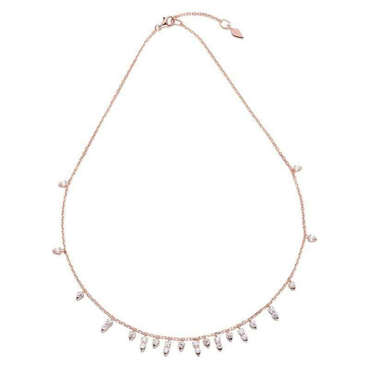 Tassel Pendant Necklace in 925 Sterling Silver, Rose Gold or White Gold Plated with High Carbon Diamond