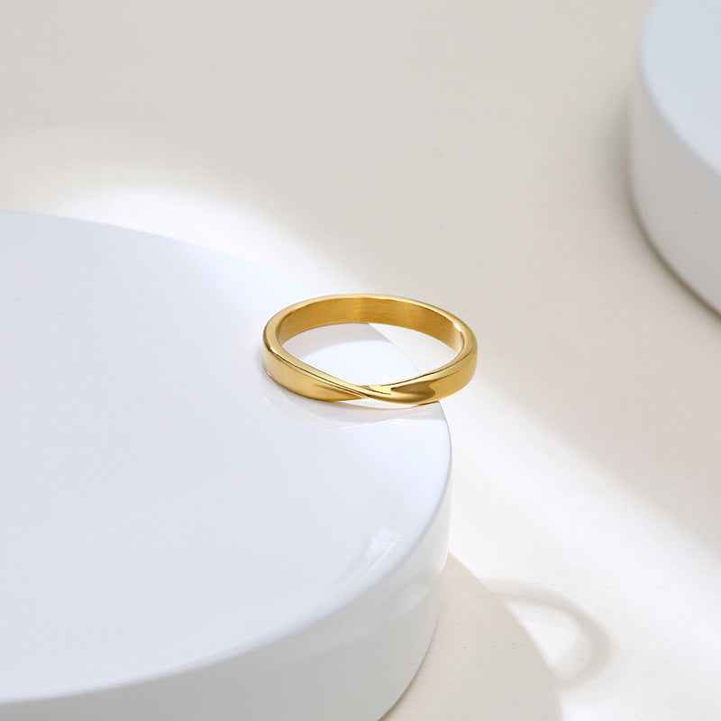Mobius Strip Stainless Steel Ring - Gold & Steel Color Minimalist Men's OL Jewelry Infinity Band