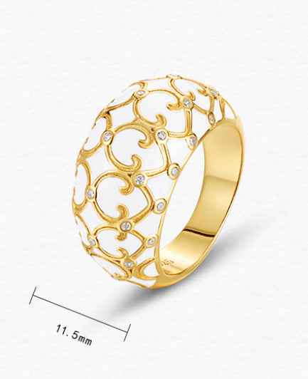 Light Luxury Gold Dripping Oil Finish Ring – Simple Silver Band 10K Gold Women's Everyday Jewelry