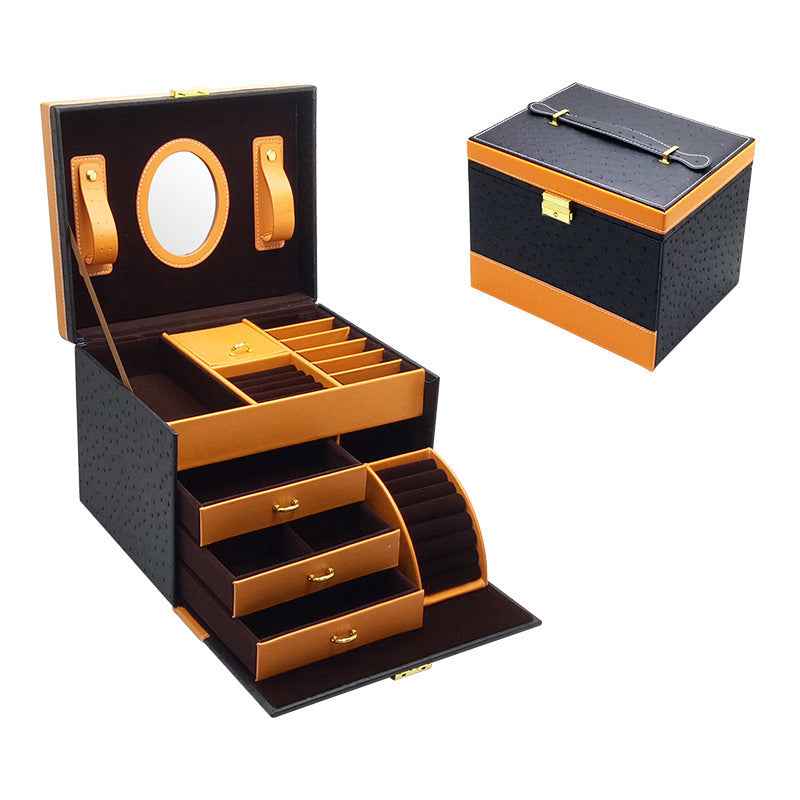Luxury Leather Jewelry Organizer with Stylish Storage Drawer for Rose Gold Crown Ring in Multiple Colors