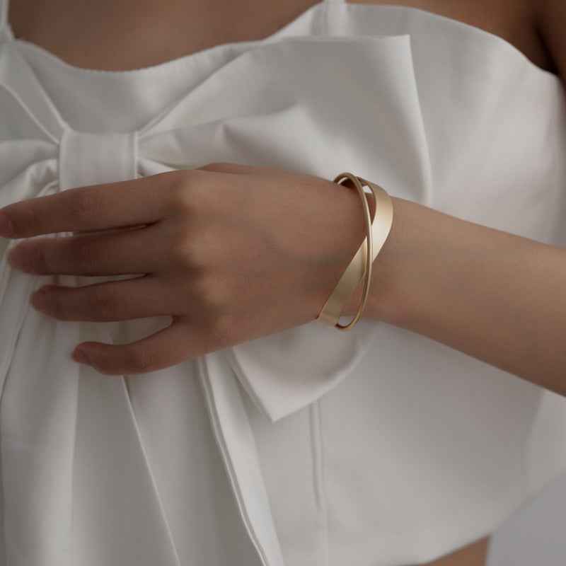 Normcore Matte Cuff Bracelet – Minimalist Fashion, Electroplated Copper, Matte Gold or Silver