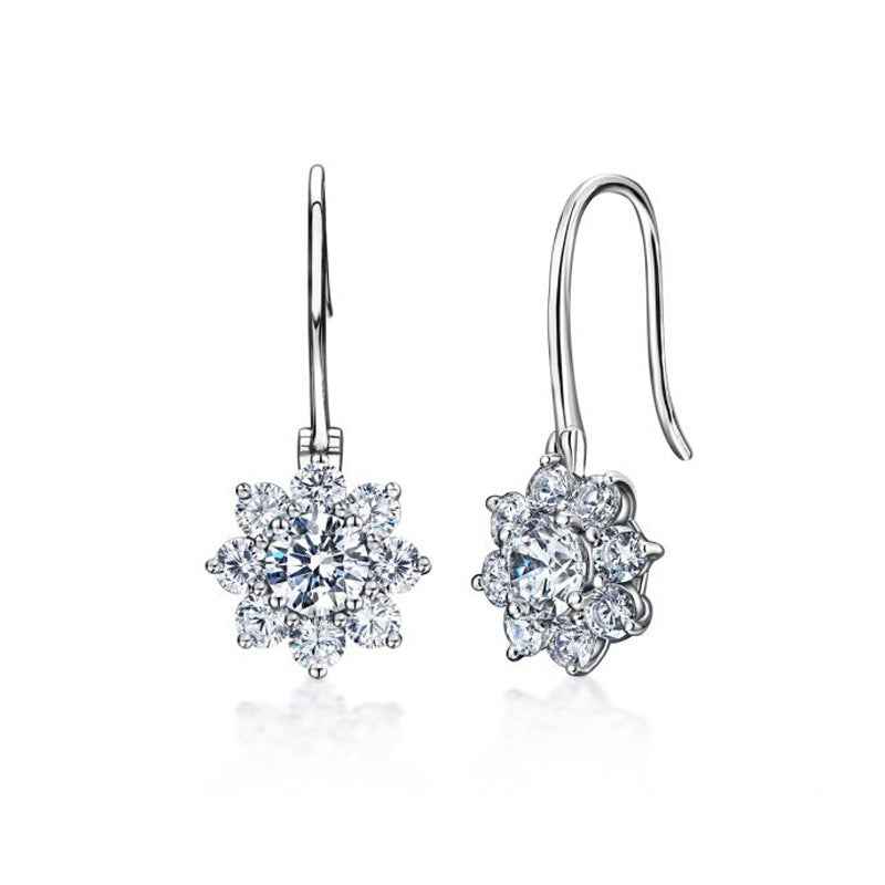 Sunflower Stud Earrings in S925 Sterling Silver with 0.60ct Simulated Gemstones