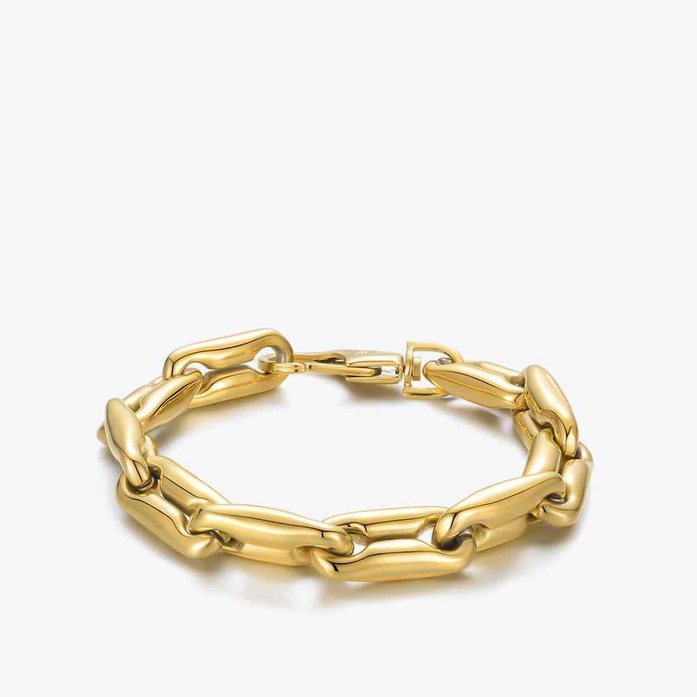 Chunky Titanium Steel Bracelet - Unisex 18K Gold or Silver Plated Statement Chain