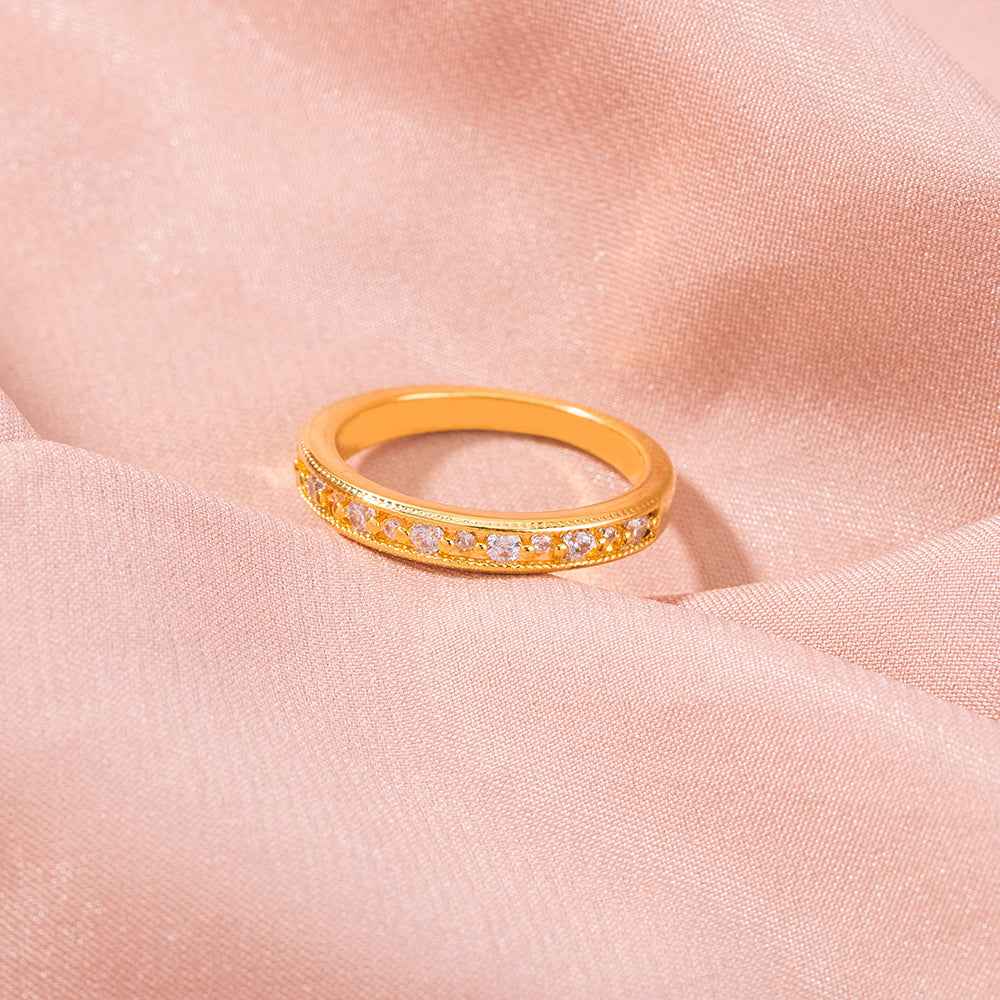 Minimalist Zircon Gold Ring – Adjustable Design, Cold Wind Bestseller, European & American Instagram Trend Jewelry