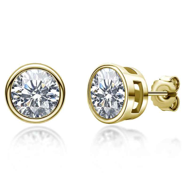 Moissanite Stud Earrings - Hearts & Arrows Design, Gold or White Gold-Plated Alloy, 0.5ct or 1ct Total
