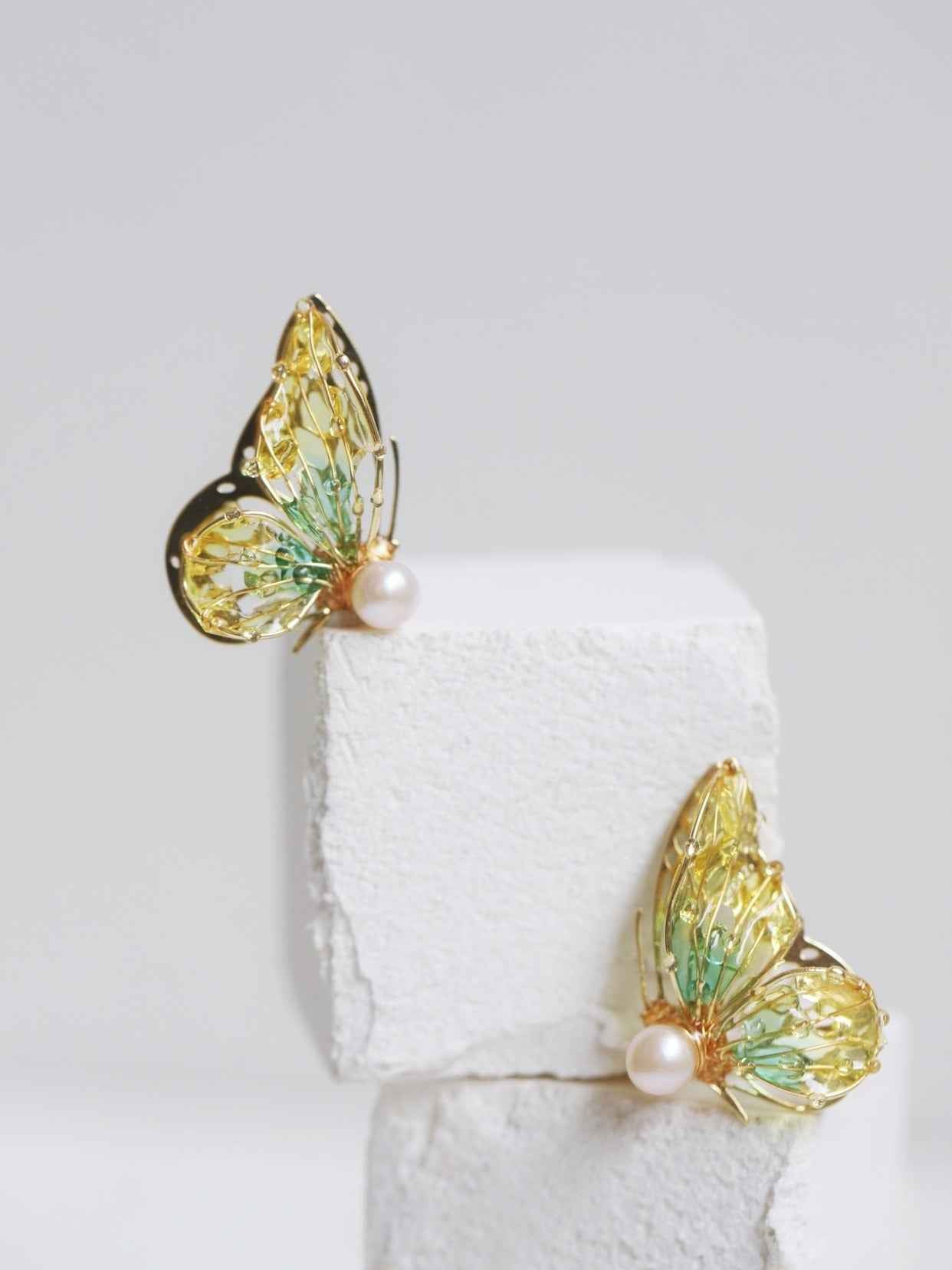 Butterfly Lady Earrings - Vibrant Alloy with Silver or Gold-Plated Options in Multiple Colors & Styles (Studs, Ear Clips, Singles)