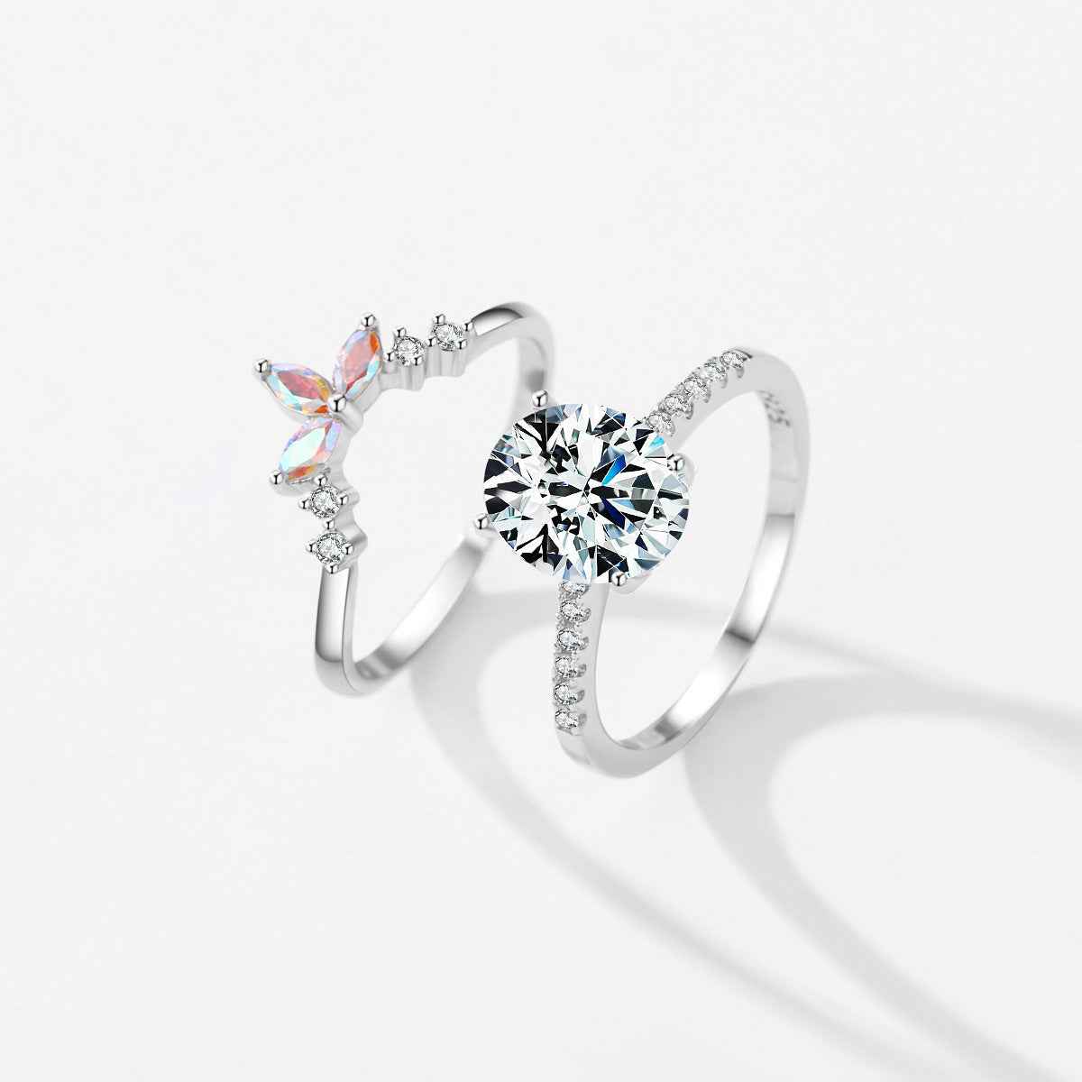 Sterling Silver Butterfly Ring Set - Elegant and Delicate Jewelry