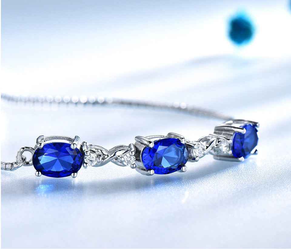 Blue Wave Tanzanite Bracelet - Adjustable Sterling Silver Ocean-Inspired Luxury in Multiple Colors