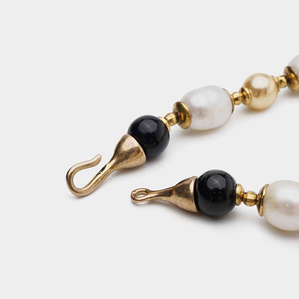 European Retro Agate Pearl Bracelet - Vintage Geometric Design in Multiple Lengths