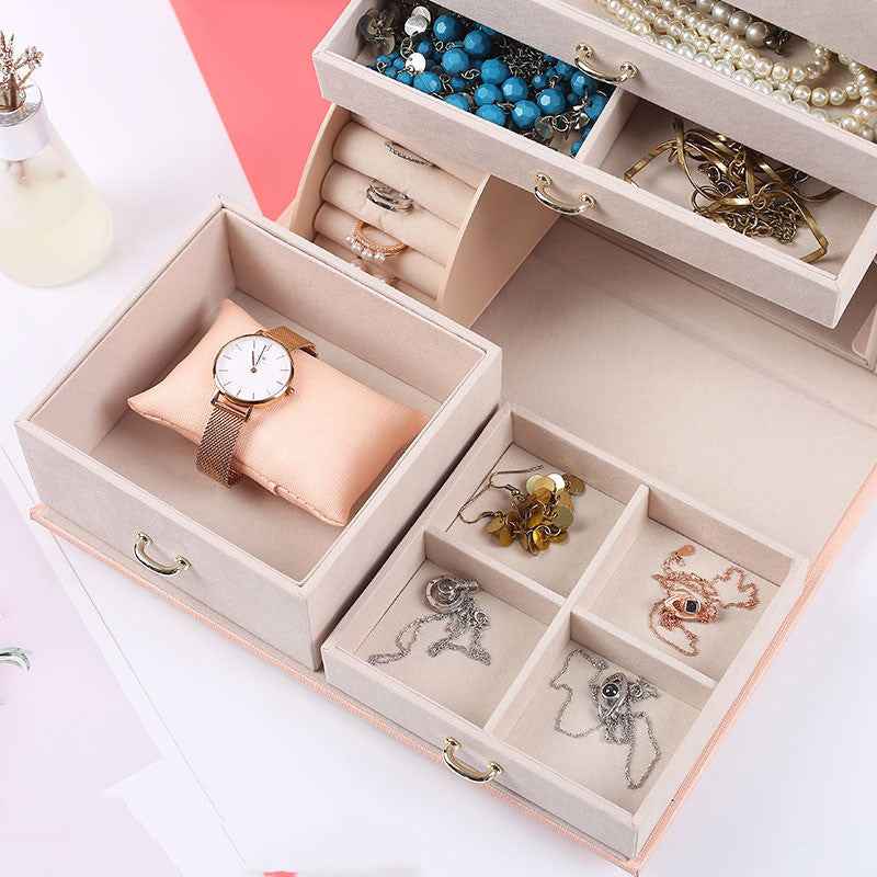 Premium Leather Jewelry Organizer Box for Necklaces, Bracelets & Earrings - Available in Green or Red