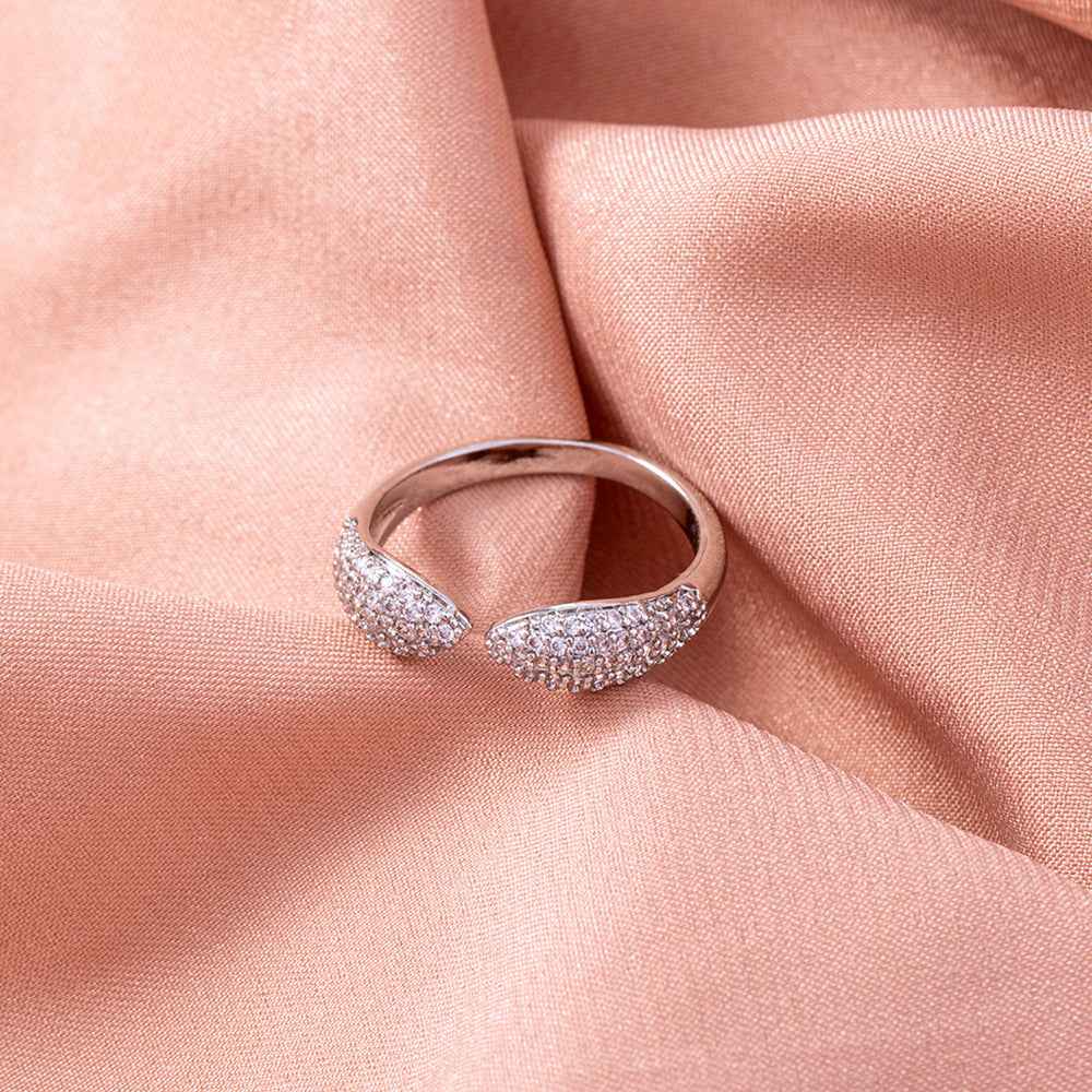 Adjustable Zircon Serpentine Ring - European and American Cross-Border Explosion Model, Bright Micro-Inlaid Copper Jewelry for Versatile Style