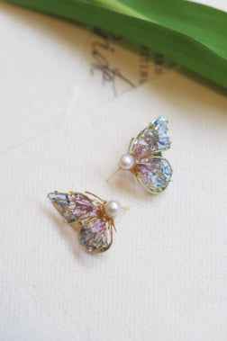 Butterfly Lady Earrings - Vibrant Alloy with Silver or Gold-Plated Options in Multiple Colors & Styles (Studs, Ear Clips, Singles)