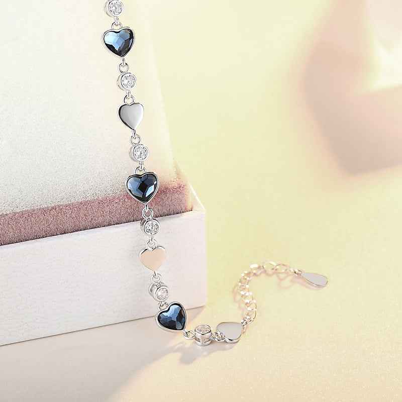 Korean Heart of the Sea Bracelet – 925 Sterling Silver, Romantic Simple Design
