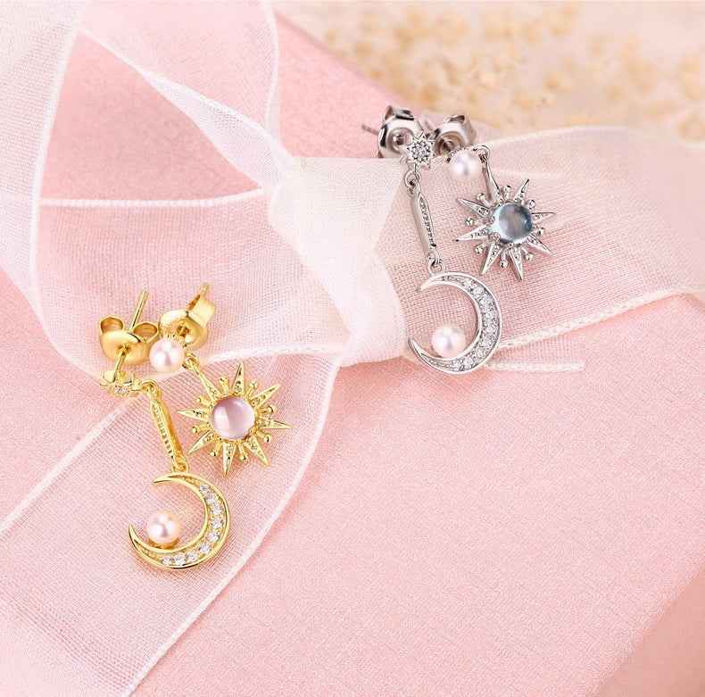 Minimalist Topaz Crystal Earrings – Geometric Korean-Inspired 925 Sterling Silver Studs