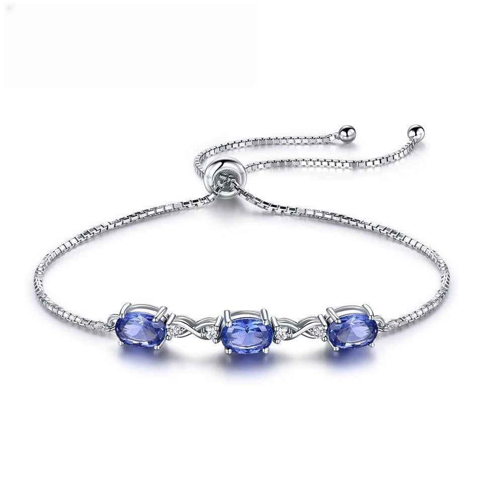 Blue Wave Tanzanite Bracelet - Adjustable Sterling Silver Ocean-Inspired Luxury in Multiple Colors