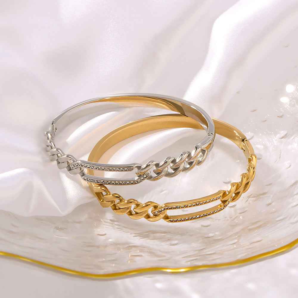 Twist Texture Crystal Bracelet - Elegant Bar Design for All Occasions