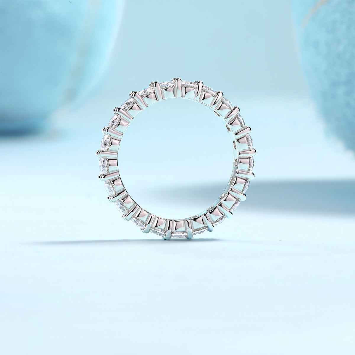 Moissanite Eternity Band in Sterling Silver for Timeless Elegance
