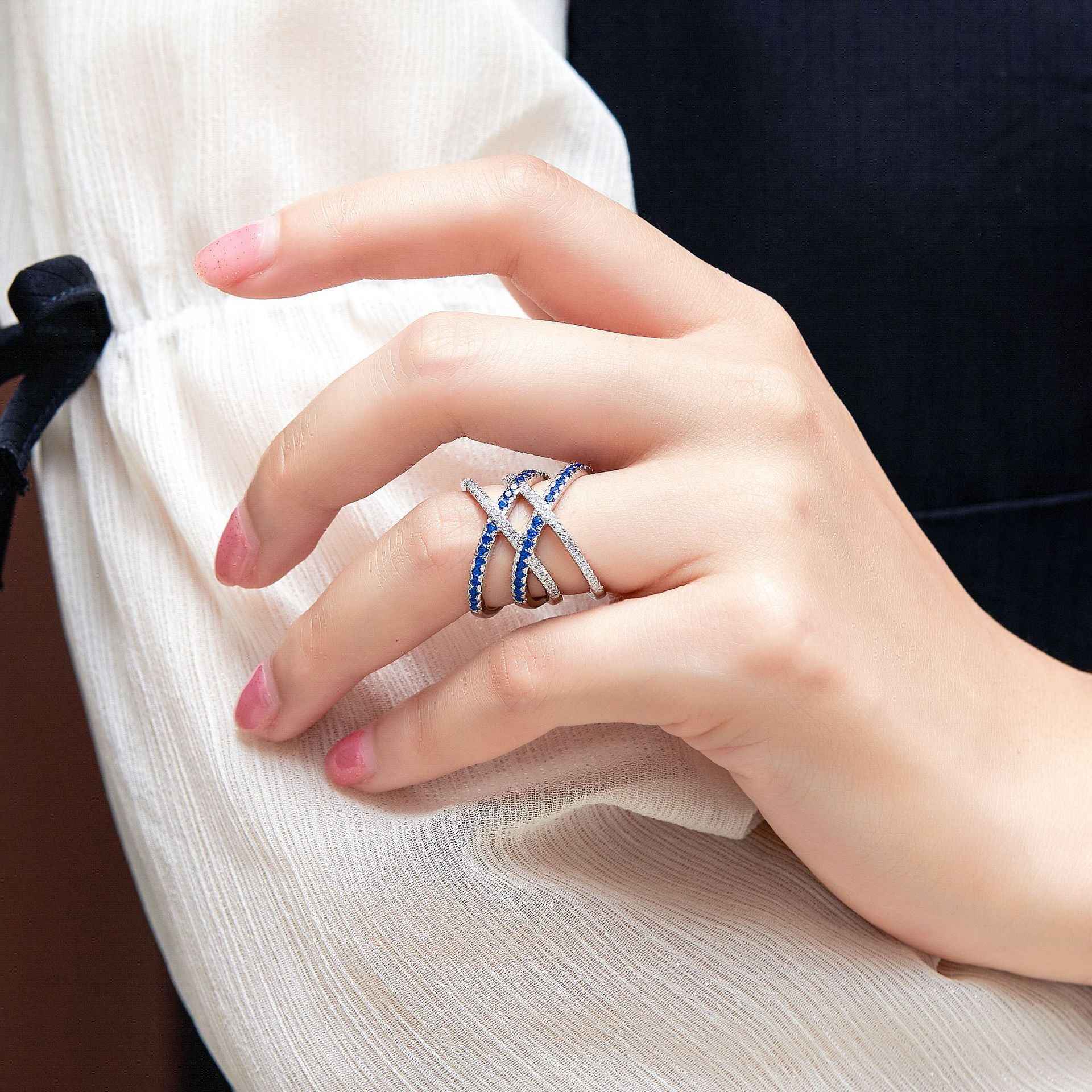 S925 Sterling Silver Cross Ring - Elegant Micro Inlaid Color Cross Design
