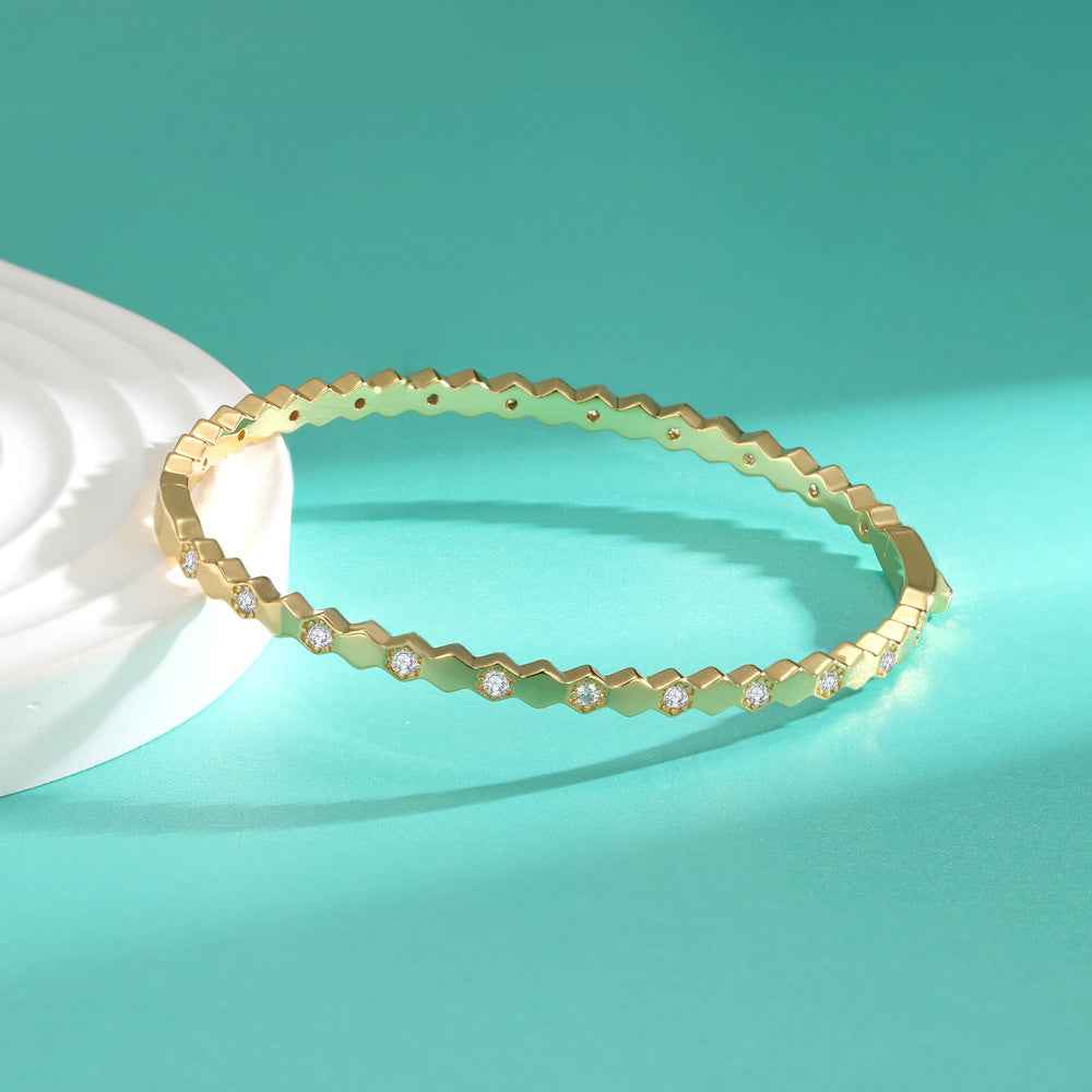 Honeycomb Moissanite Bracelet – Luxury Egg-Shaped Design in Sterling Silver (Available in Multiple Sizes & Finishes)