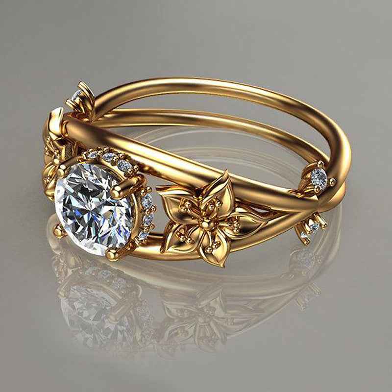 Creative Flower Diamond Ring - Stylish Gold Geometric Jewelry for Women