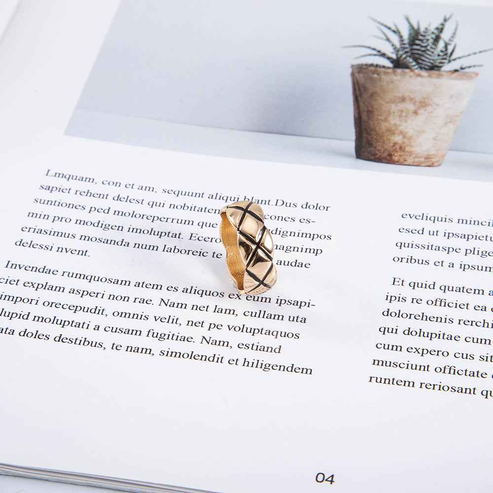 Geometric Diamond Fashion Ring - Gold Plated Twisted & Drip Oil Styles | OL Statement Jewelry for European & American Fashion