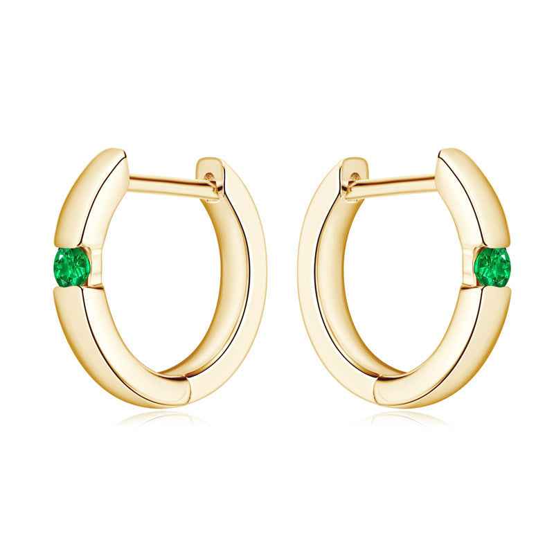 Geometric Emerald Earrings – Modern Gold-Plated 925 Sterling Silver Jewelry for Women