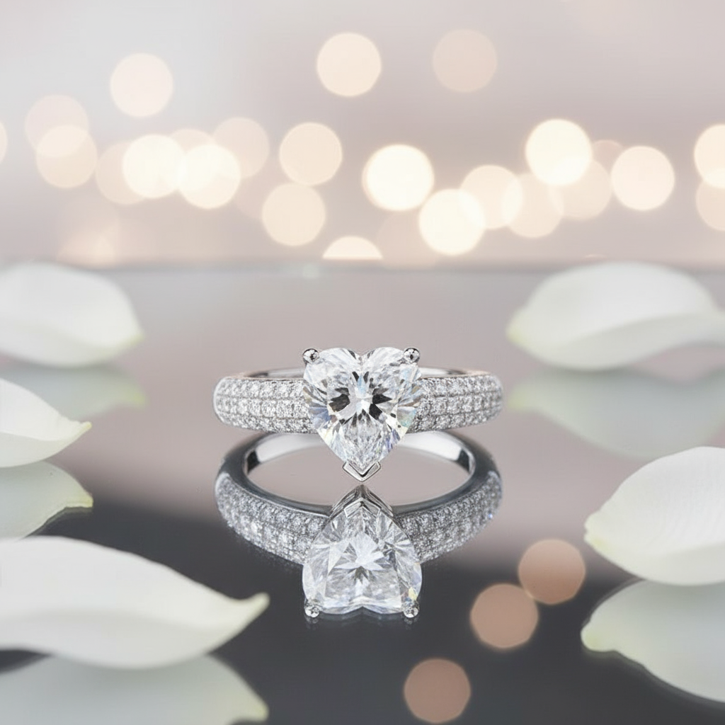 Heart-Shaped Zircon Ring – White Gold Fashion OL Geometric Women's Jewelry | Romantic Wedding & Gift-Ready Accessory - Eterna