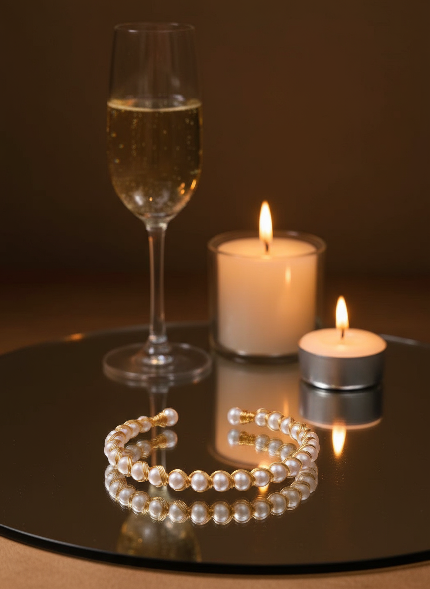 Rice Bead Pearl & Injection Gold Bracelet – Simple Elegant Design, Individually Packaged - Eterna