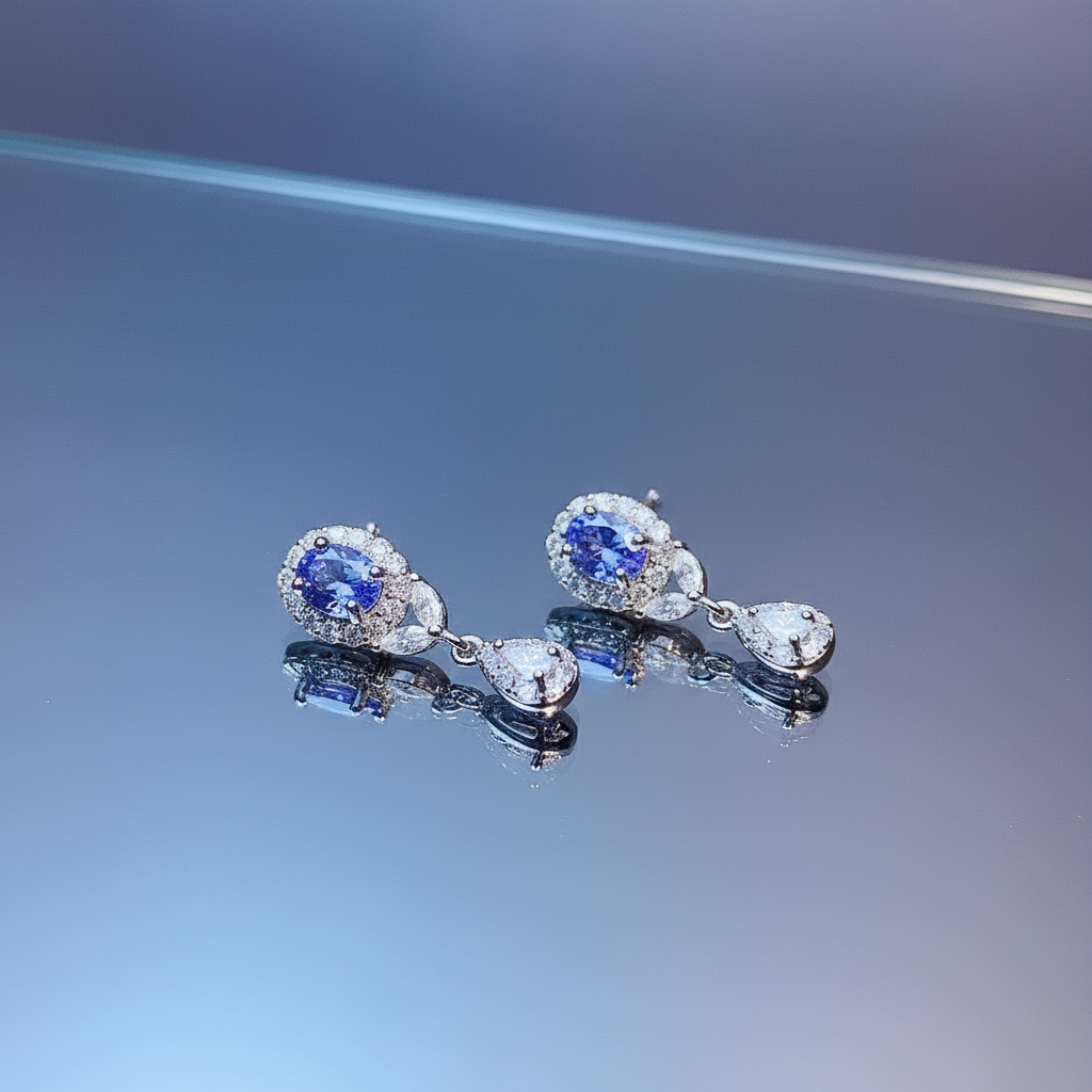 Natural Tanzanite Stud Earrings – Delicate 4x5mm, Korean Style, Women's Jewelry - Eterna