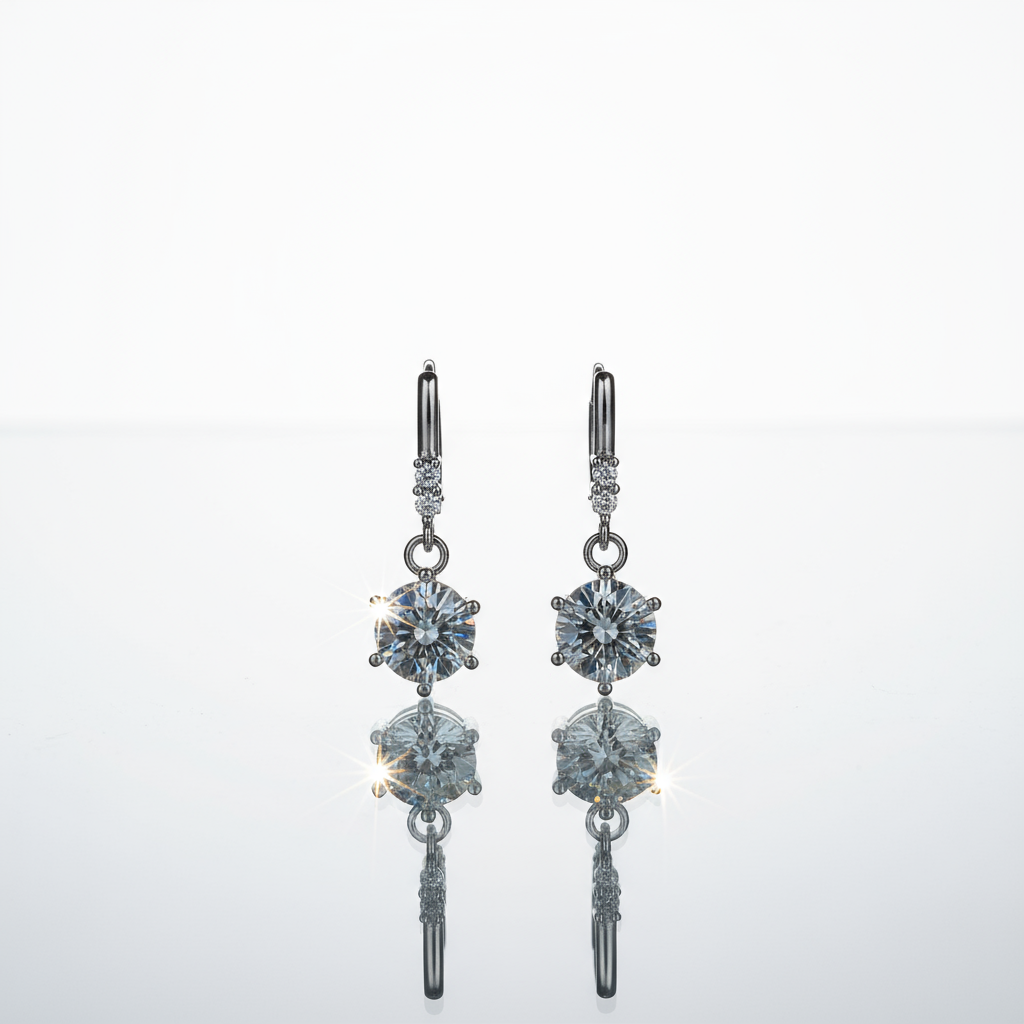 One Carat Moissanite Stud Earrings – Sterling Silver, Classic Brilliant Cut, 1ct Total - Eterna