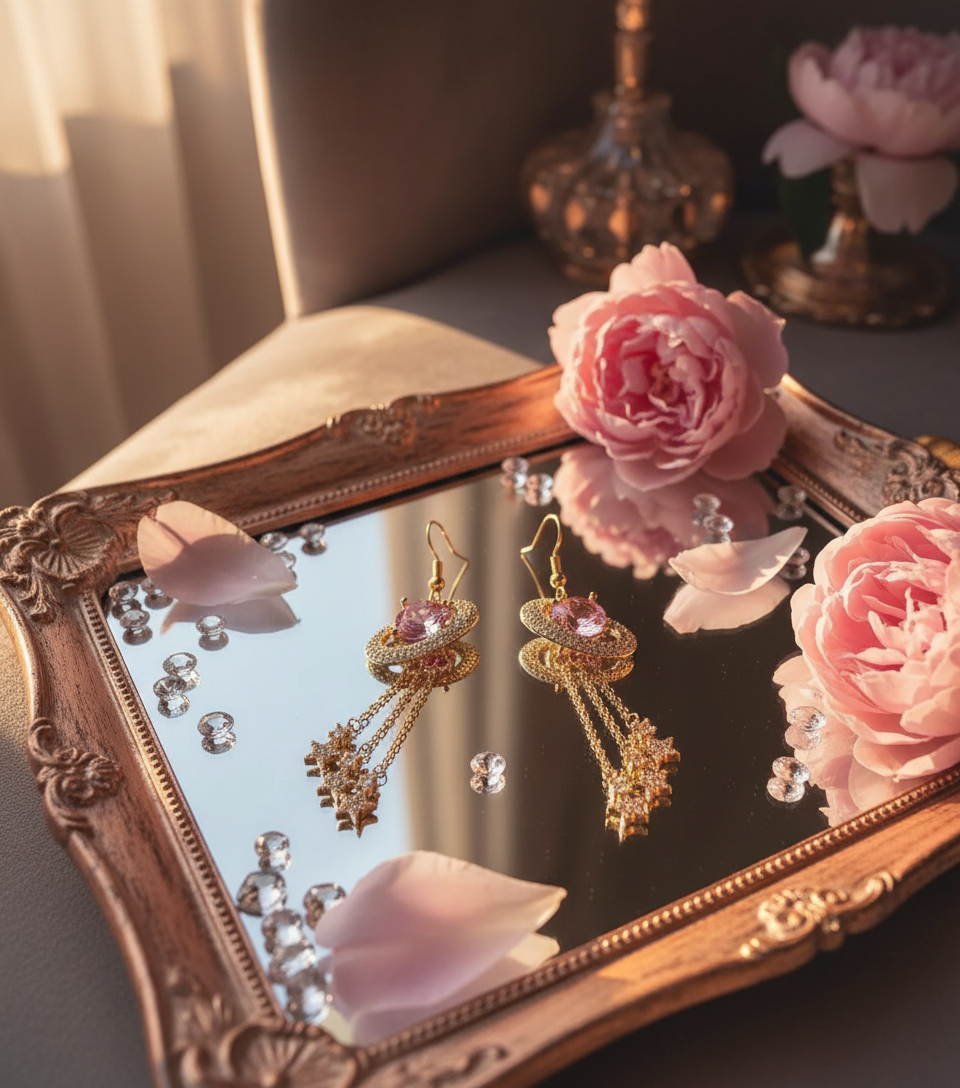 Exquisite Saturn Long Earrings – Celestial Universe Design, White Stones, Alloy, Multiple Styles - Eterna