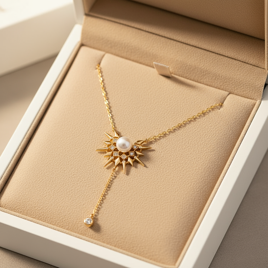 Sterling Silver Freshwater Pearl Necklace – Adjustable S925 Chain, Classic Elegant Design - Eterna