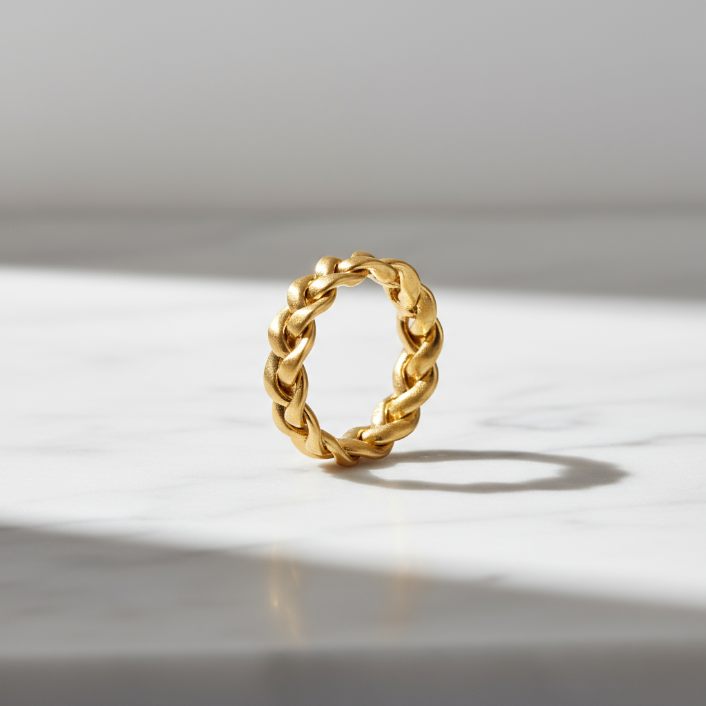 Braided Gold Plated Statement Ring - Eterna