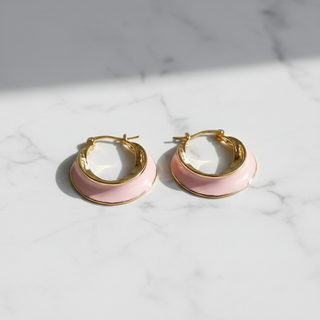 Drip Glazed French Circle Earrings – Retro Creative Design, Silver or Gold-Plated Alloy - Eterna