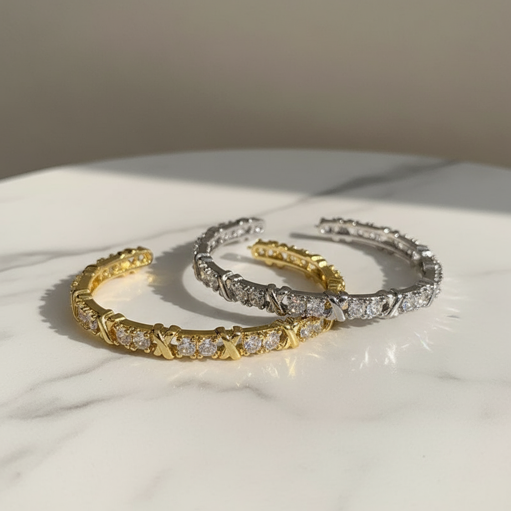 Elegant 'X' Design Cuff Bracelet - Eterna