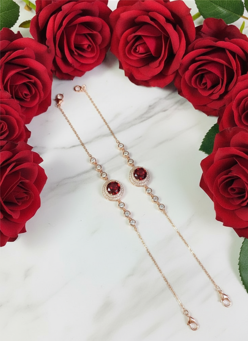 Natural Garnet Bracelet – Sterling Silver, Rose Gold or White Gold Finish - Eterna