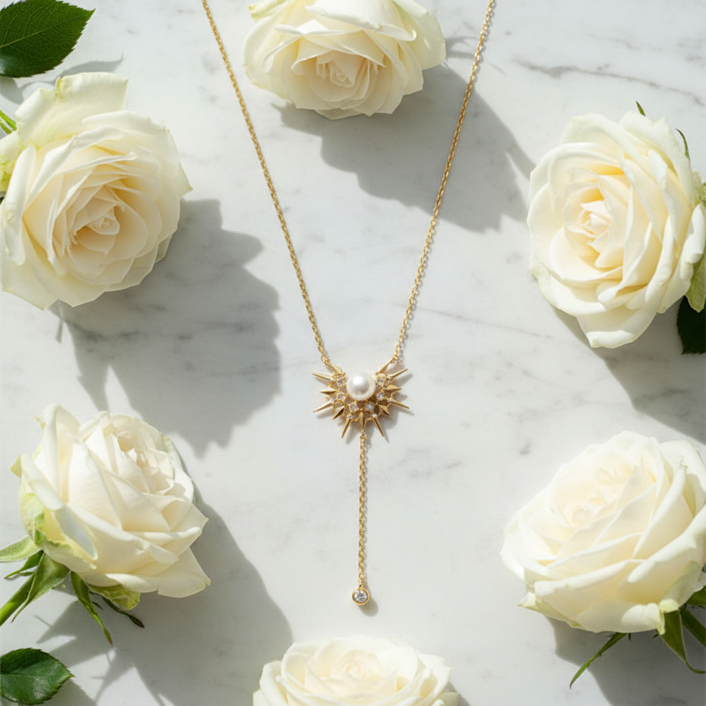 Sterling Silver Freshwater Pearl Necklace – Adjustable S925 Chain, Classic Elegant Design - Eterna