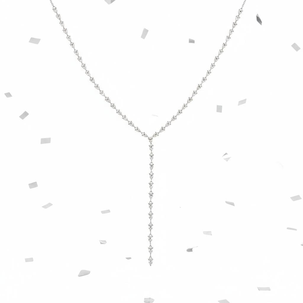 18K Gold-Plated Water Drop Zircon Tassel Necklace – Y-Shaped, French Retro Style - Eterna