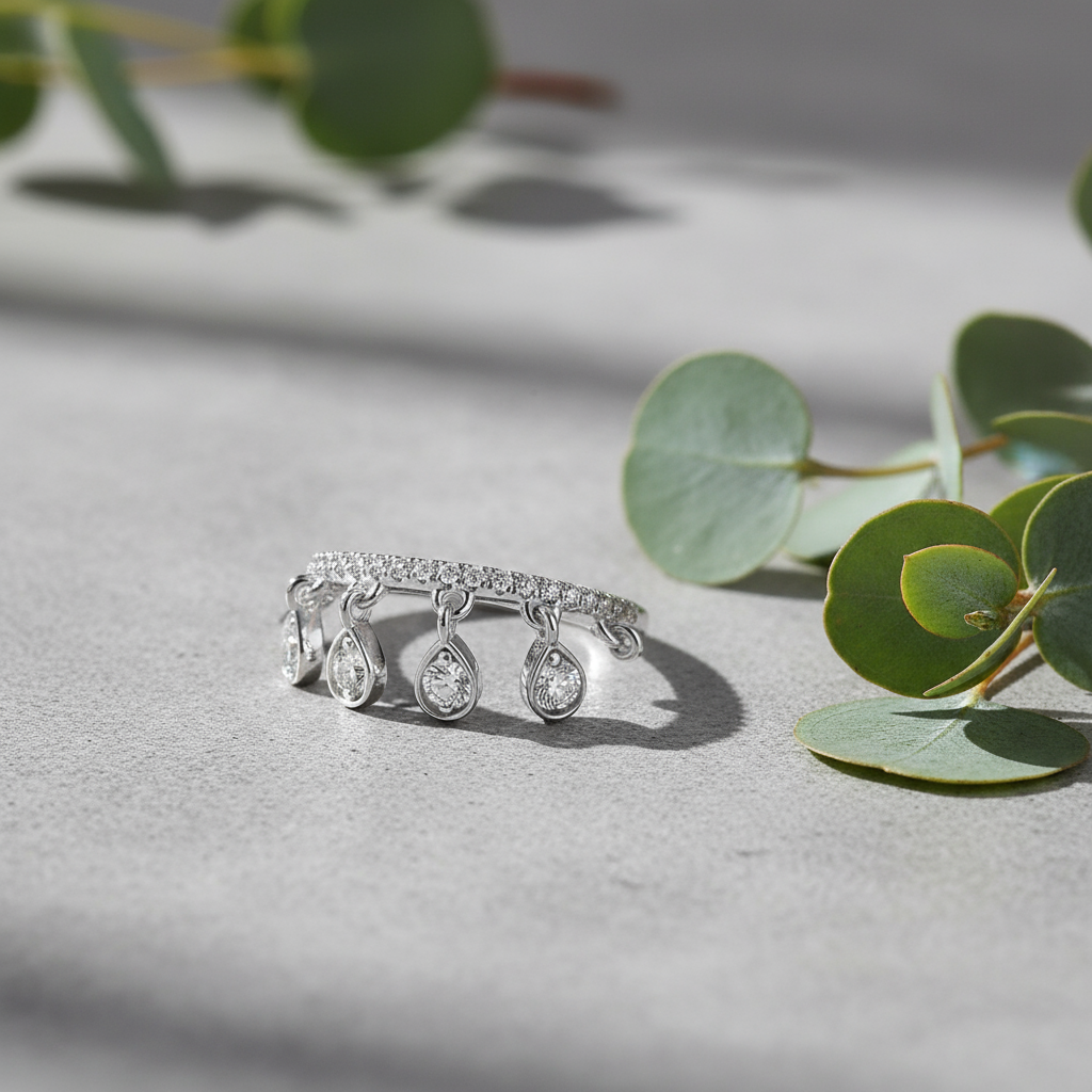 Crown Tassel Moissanite Ring – Creative Fade-Resistant Silver Statement | Women's Fashion OL Personality Jewelry - Eterna