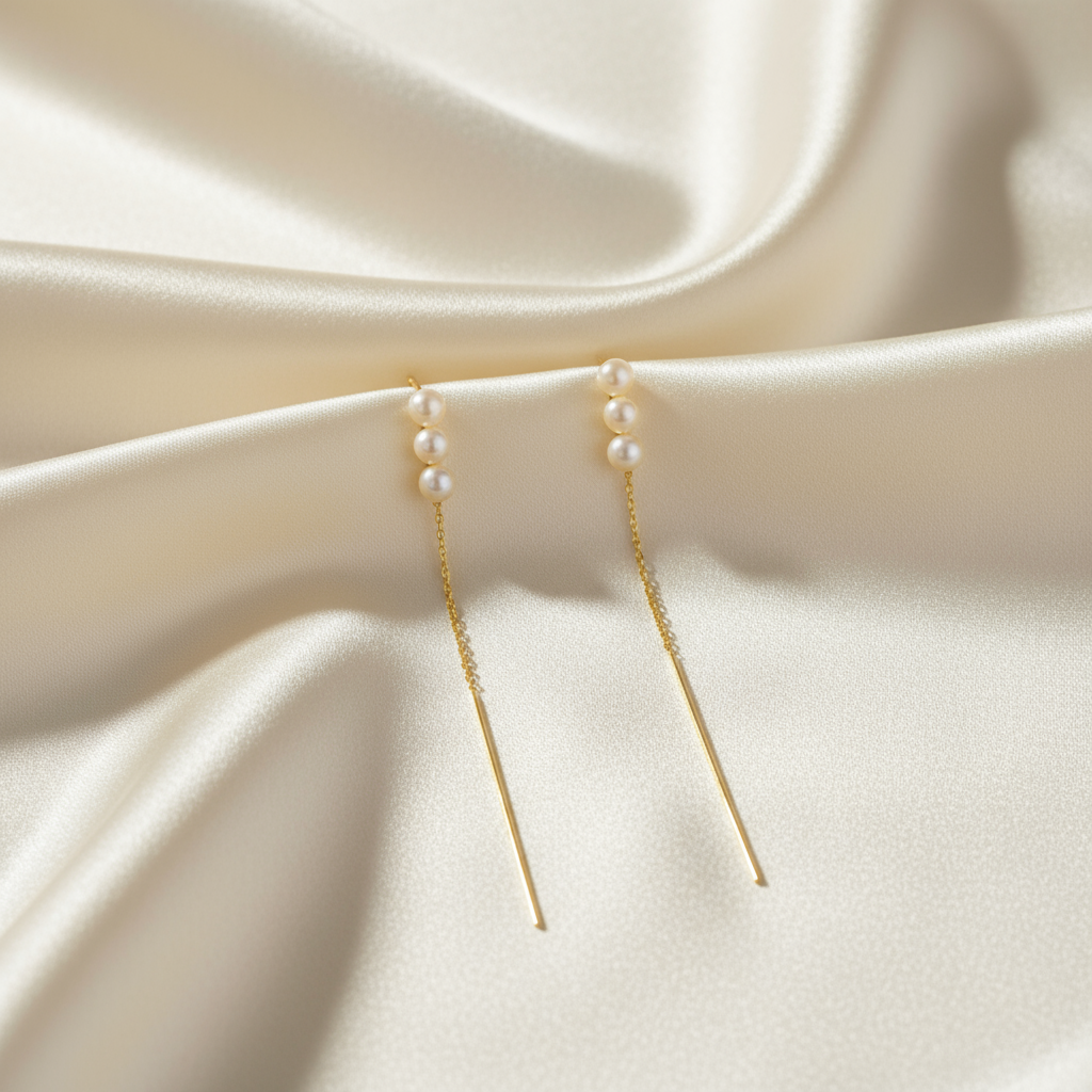 Natural Pearl Tassel Drop Earrings – Silver-Plated, Linear Bar Design, Fashion Office Style - Eterna