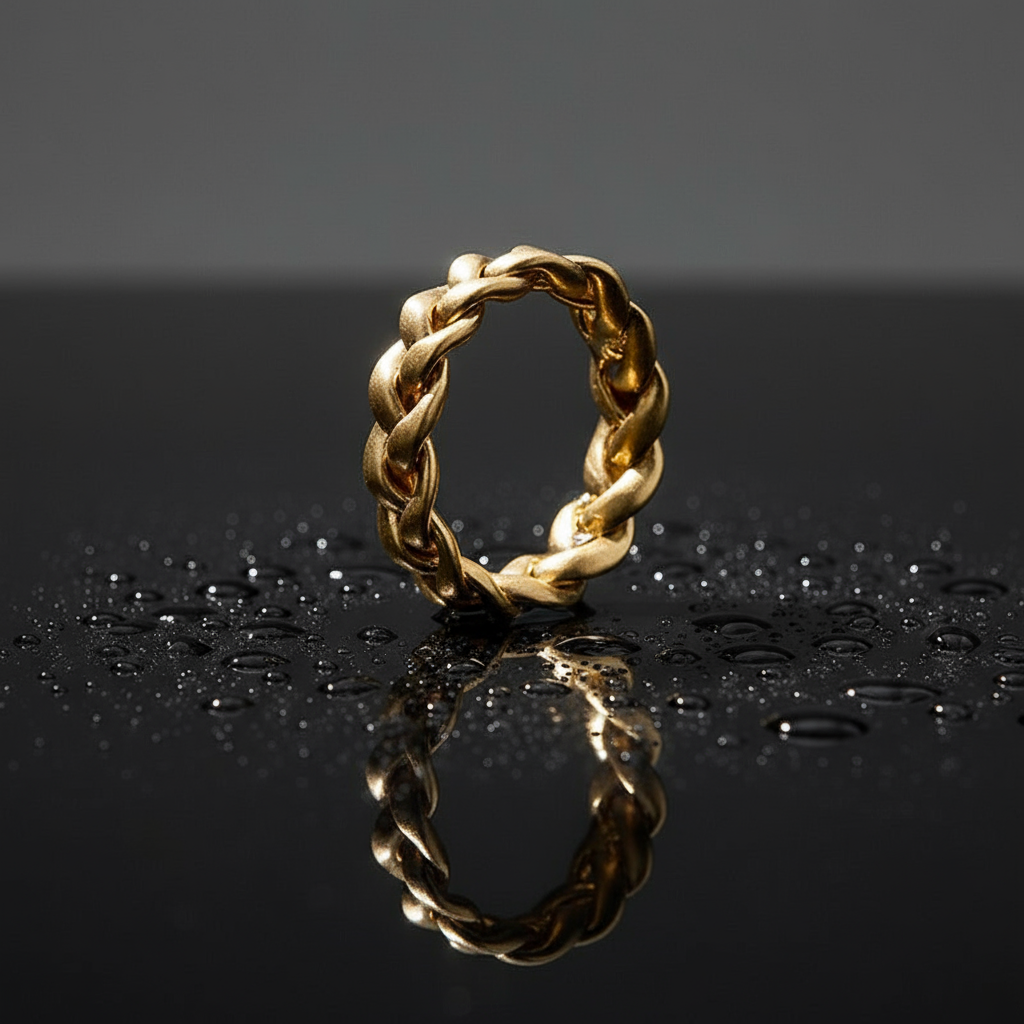 Braided Gold Plated Statement Ring - Eterna