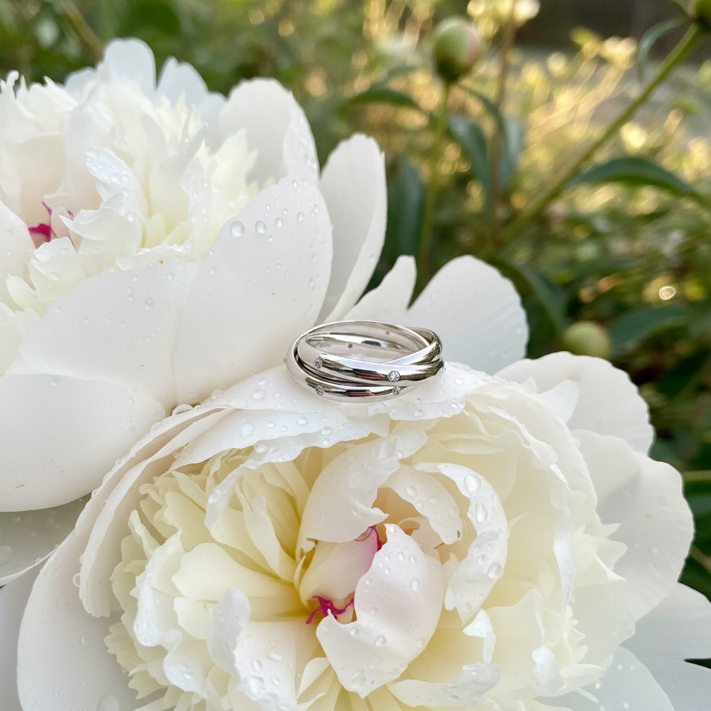 Multi-Layer Trinity Winding Ring – S925 Sterling Silver White Gold Finish | Retro Geometric Statement Women's Jewelry - Eterna