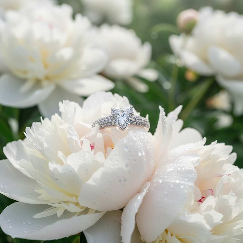 Heart-Shaped Zircon Ring – White Gold Fashion OL Geometric Women's Jewelry | Romantic Wedding & Gift-Ready Accessory - Eterna