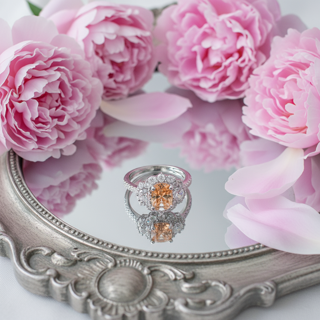 Moissanite Champagne S925 Silver 18K Gold Plating Women's Ring - Eterna