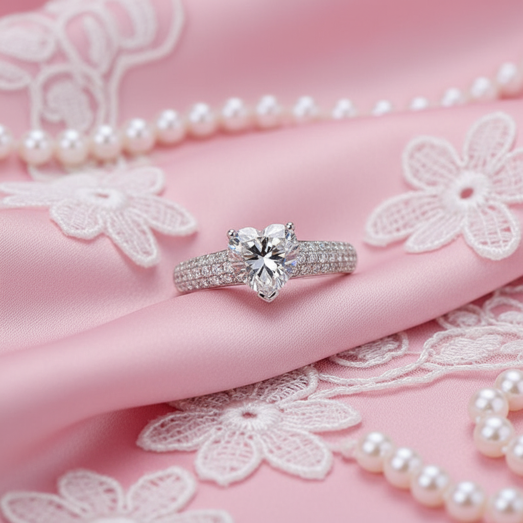 Heart-Shaped Zircon Ring – White Gold Fashion OL Geometric Women's Jewelry | Romantic Wedding & Gift-Ready Accessory - Eterna