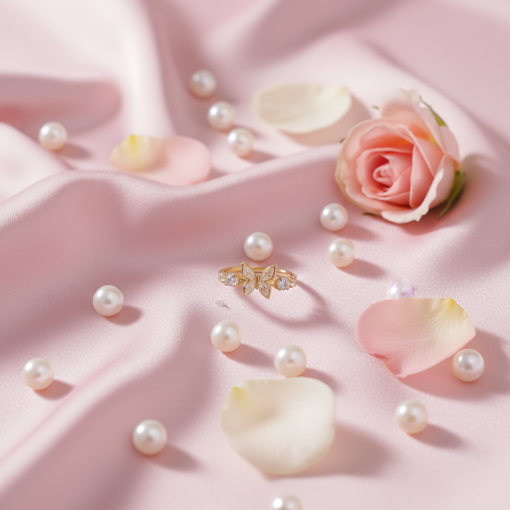 Diamond Inlaid Butterfly Ring – Thick Real Gold Plated Adjustable Luxury Party Jewelry | Women's Elegant Sweet Statement - Eterna